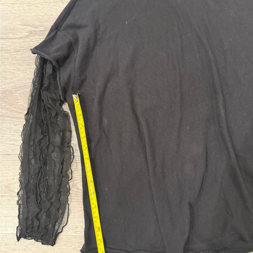 Free People Black Mock neck Long Sleeve Top with Lace Detail - Picture 4 of 5